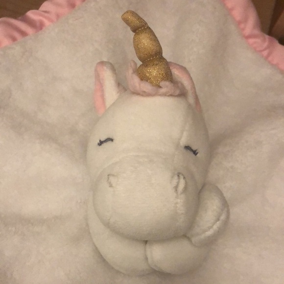 Carters Lovey Security Baby Blanket Unicorn Pink Plush Satin Trim 2016 - Picture 3 of 9